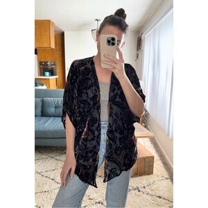 Winter Kate Floral Velvet Kimono Cardigan XS